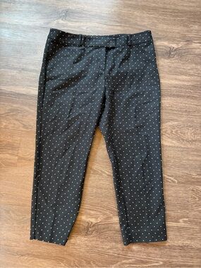 Liz Claiborne Petite 12P Black Polka Dot Ankle Pants Office Siren Coquette